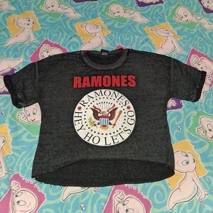 Ramones Short Sleeve Cropped Sweatshirt Punk Rock Ladies Crop Top